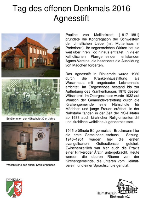 Heimatverein Rinkerode: Tafel vom Denkmaltag 2016